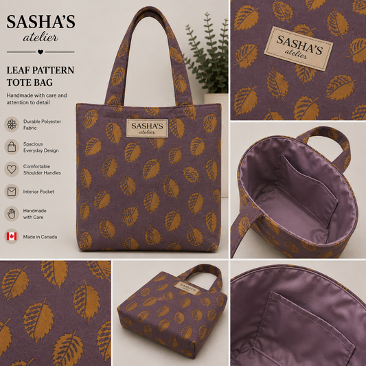Leaf Pattern Tote Bag – Handmade in Canada