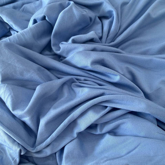 Telio Domingo bamboo knit fabric in Piscine blue colour, soft OEKO-TEX certified bamboo rayon knit