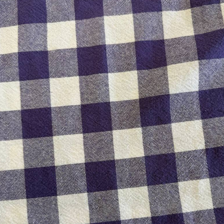Organic checkered cotton fabric in purple iris