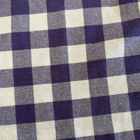 Organic checkered cotton fabric in purple iris