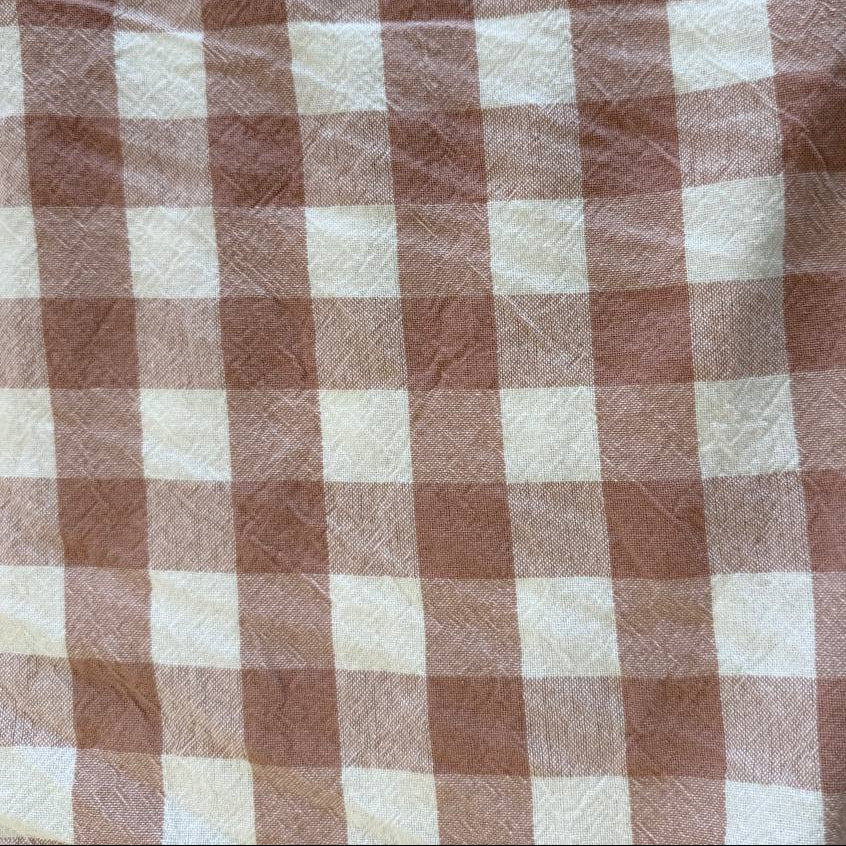 Organic checkered cotton fabric in dusty pink