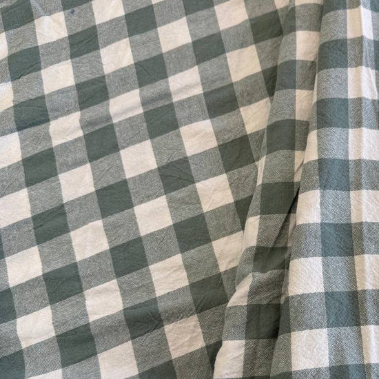 Organic checkered cotton fabric in sage green