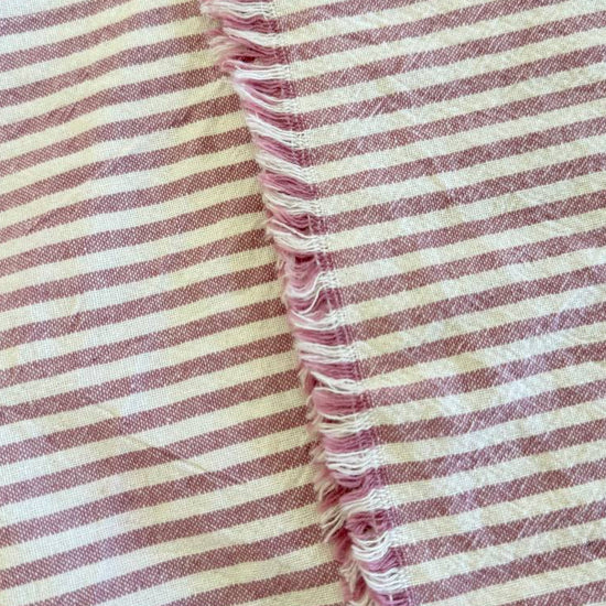 Pink/White Organic Striped Cotton Fabric by Telio