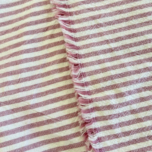 Pink/White Organic Striped Cotton Fabric by Telio