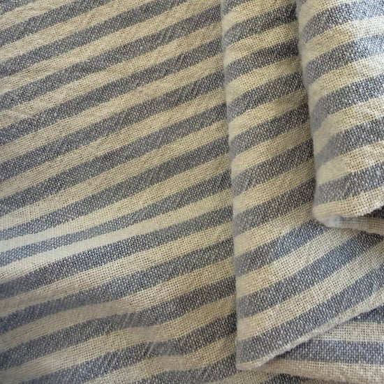 Blue/White Organic Striped Cotton Fabric by Telio