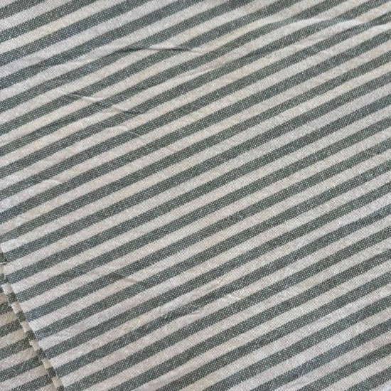 Green/White Organic Striped Cotton Fabric by Telio