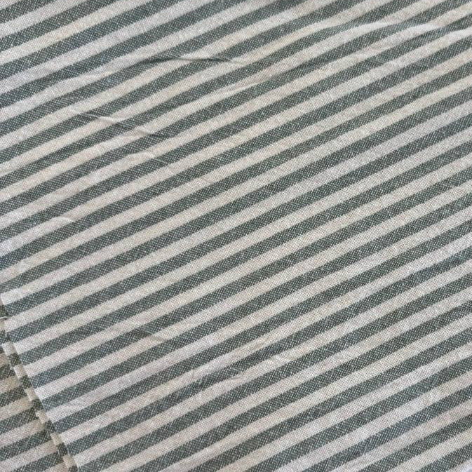 Green/White Organic Striped Cotton Fabric by Telio