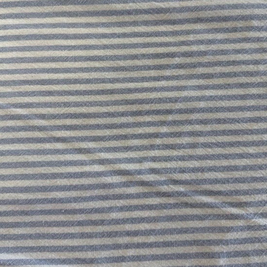 Blue/White Organic Striped Cotton Fabric by Telio