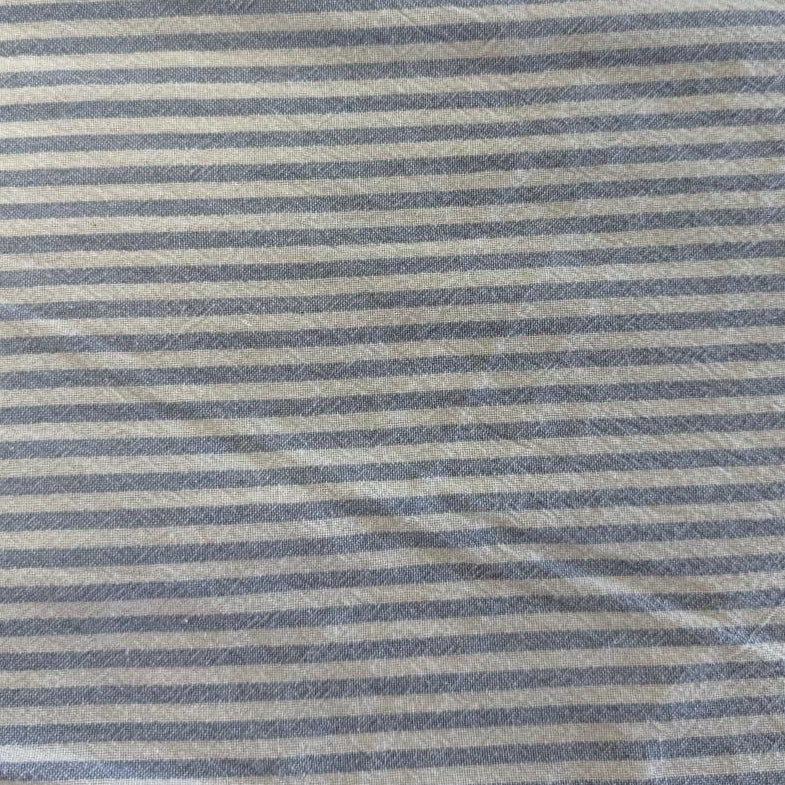 Blue/White Organic Striped Cotton Fabric by Telio