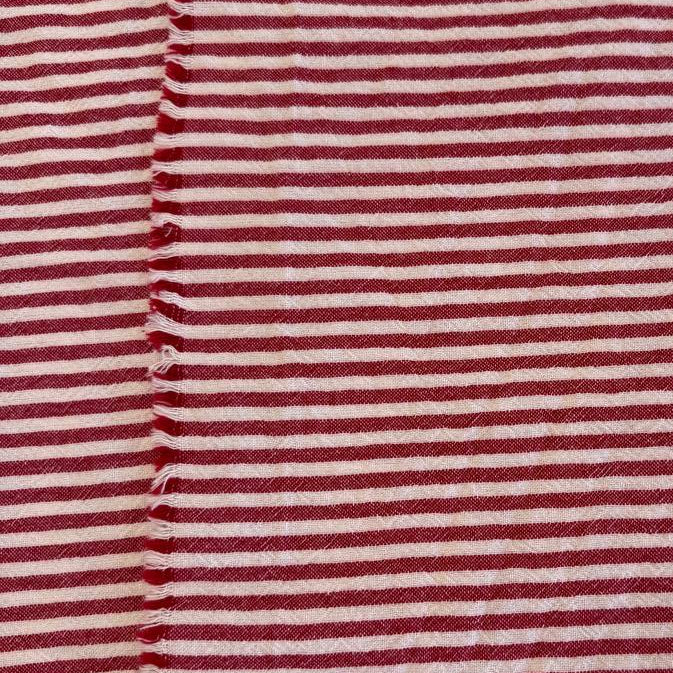 Red/White Organic Striped Cotton Fabric by Telio