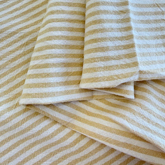 Yellow/White Organic Striped Cotton Fabric by Telio