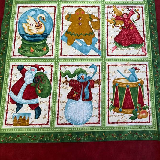12 Days of Christmas Fabric Panel – Nancy Halvorsen