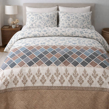 Botanical Geometric Duvet Cover with Zipper | Sasha Atelier
