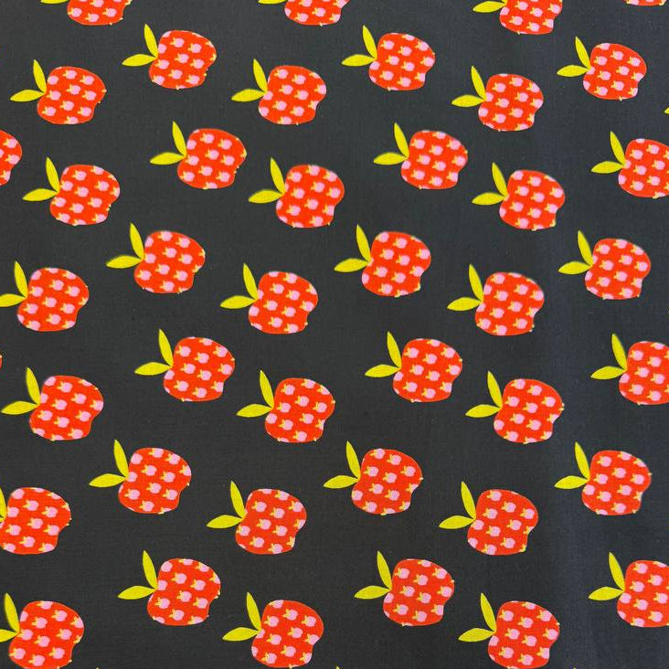 Mystic Fable By Ruby Star Society apple cotton fabric on black background