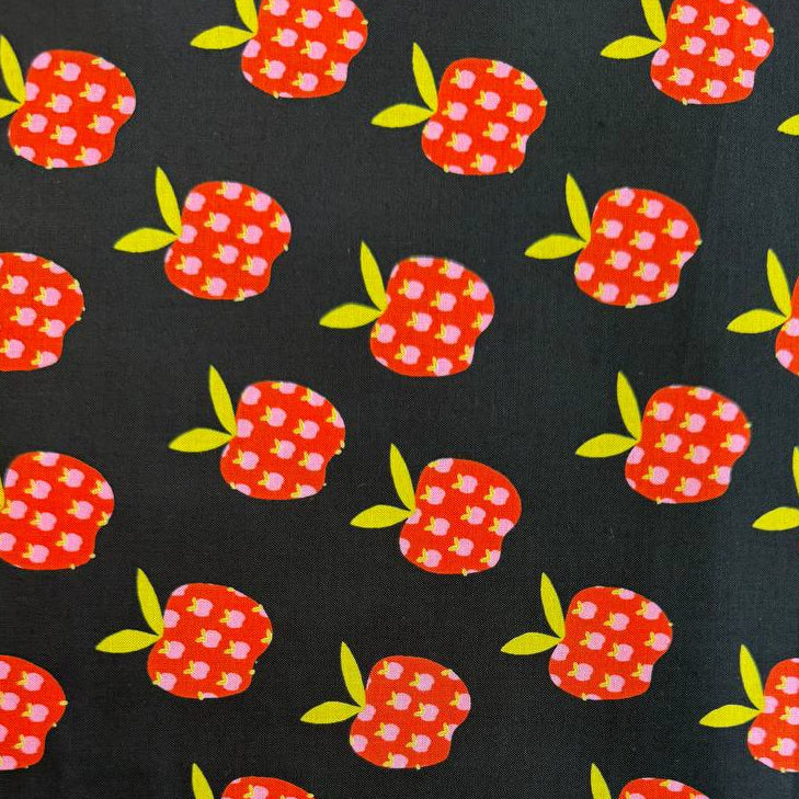 Mystic Fable By Ruby Star Society apple cotton fabric on black background