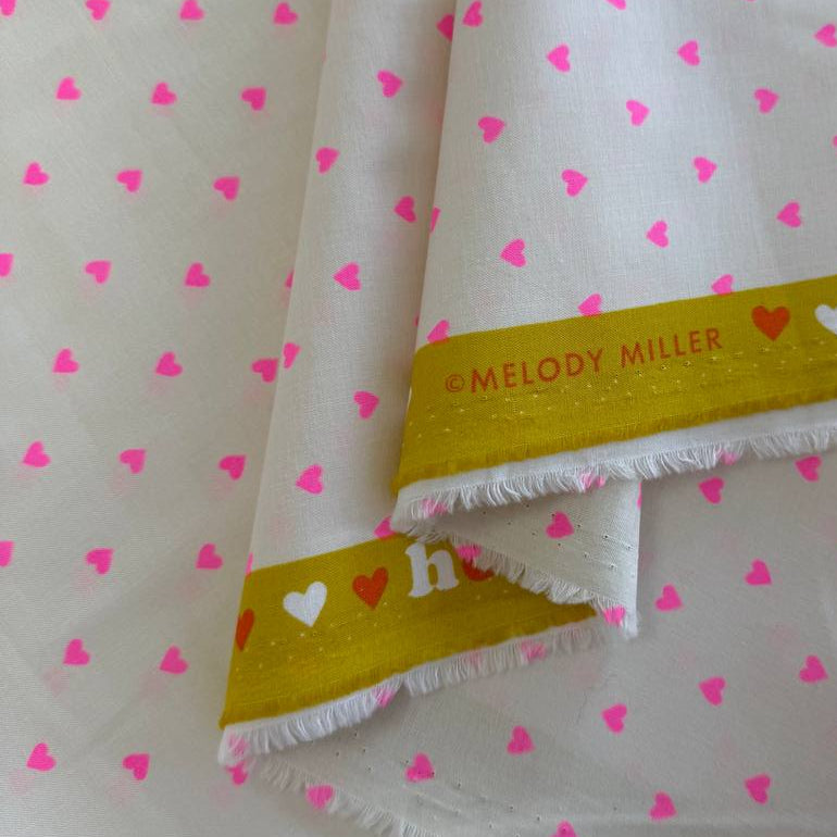 Trinketry hearts cotton fabric by Melody Miller for Ruby Star Society in multiple colors with tiny scattered heart print.