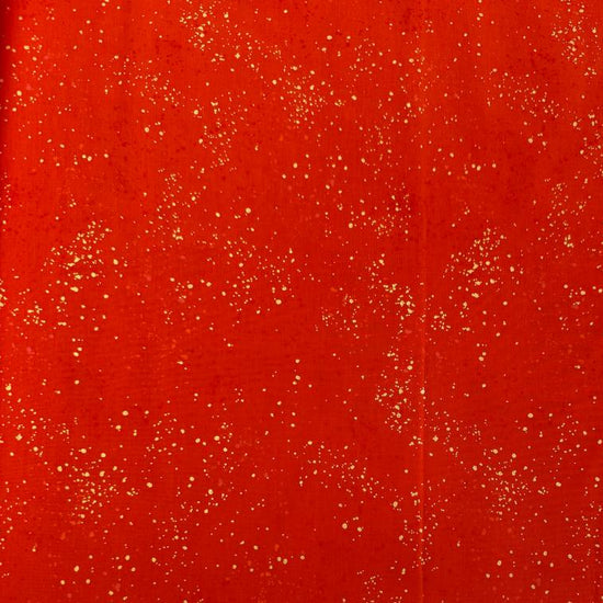 Ruby Star Society Speckled metallic cotton fabric available in navy, pink, and orange colors.