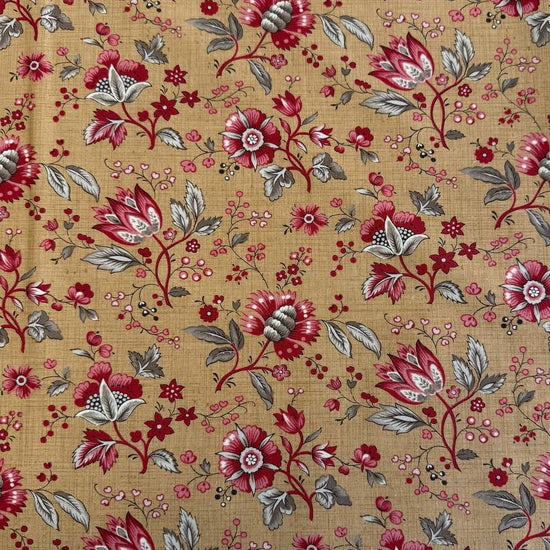 Joie de Vivre floral cotton fabric by French General for Moda in four colorways: Clay, Pearl, Roche, and Tea.