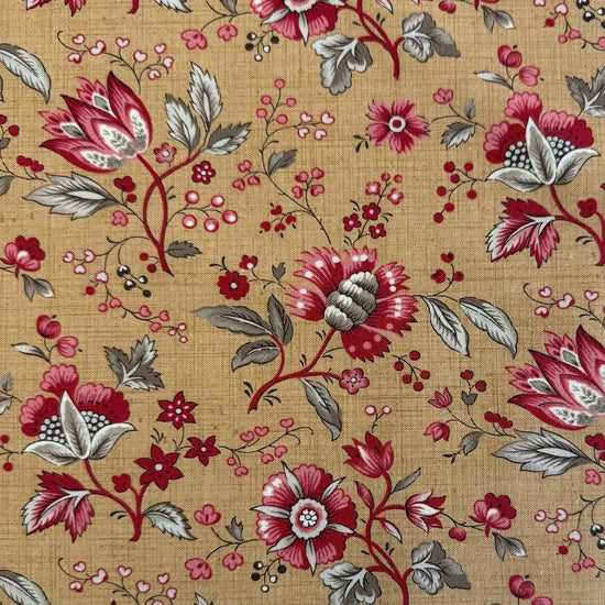 Joie de Vivre floral cotton fabric by French General for Moda in four colorways: Clay, Pearl, Roche, and Tea.