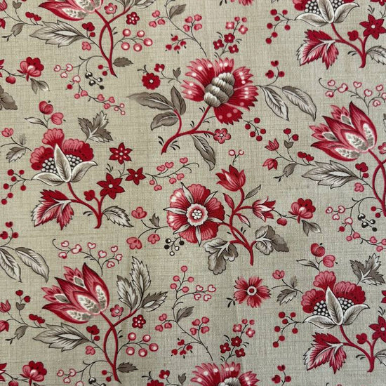 Joie de Vivre floral cotton fabric by French General for Moda in four colorways: Clay, Pearl, Roche, and Tea.
