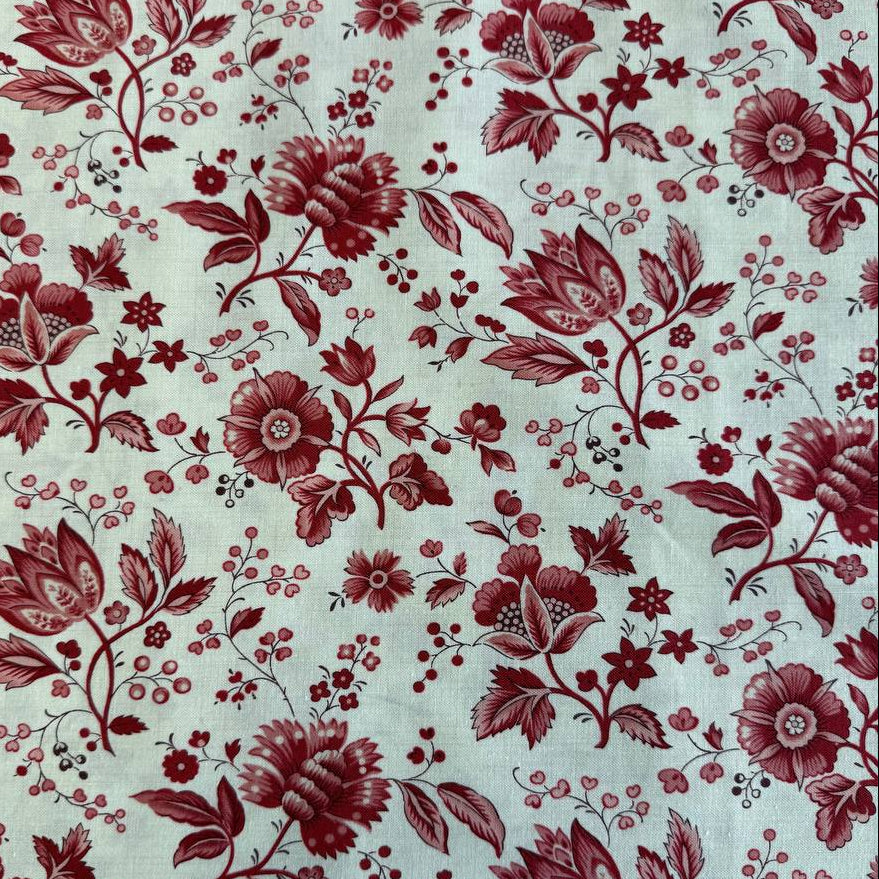 Joie de Vivre floral cotton fabric by French General for Moda in four colorways: Clay, Pearl, Roche, and Tea.