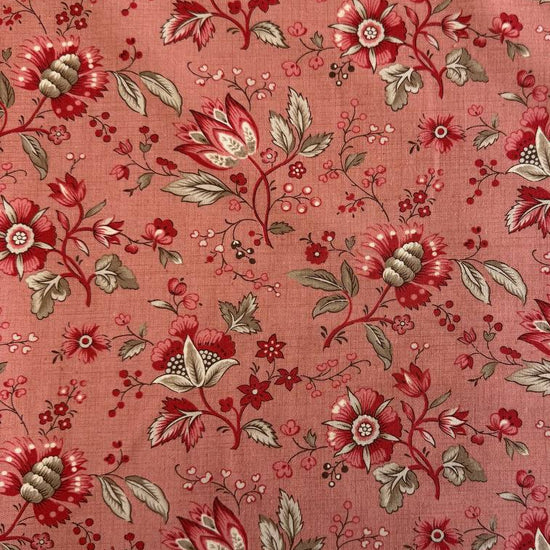 Joie de Vivre floral cotton fabric by French General for Moda in four colorways: Clay, Pearl, Roche, and Tea.