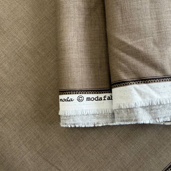 French General Solids taupe cotton fabric by Moda Fabrics with a textured linen-look appearance.