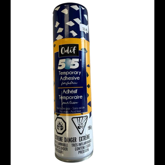 Odif 505 Temporary Adhesive spray cans for fabric in 156g and 395g sizes.