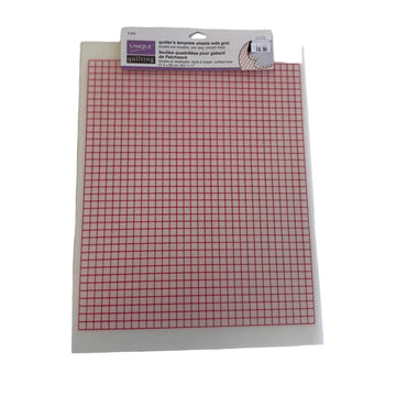 UNIQUE Quilting reusable quilter’s template sheets with red grid markings for quilting, patchwork, sewing, and craft projects.