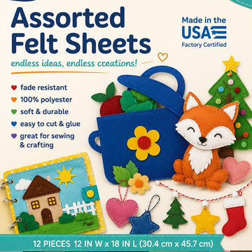 Hello Hobby Assorted Felt Sheets – 12 Pack
