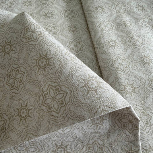 soft cream quilting cotton fabric with subtle beige vintage tile geometric pattern – Sasha’s Atelier Canad