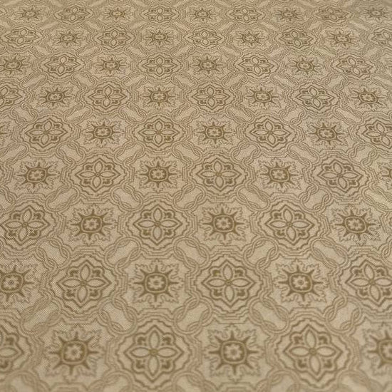 Gold quilting cotton fabric with beige vintage tile geometric pattern – Sasha’s Atelier Canada