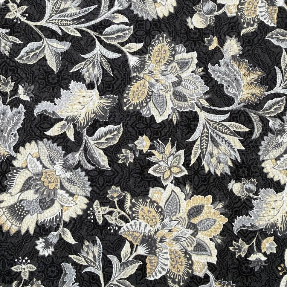 dark blue floral quilting cotton fabric with vintage flowers – Sasha’s Atelier Canada