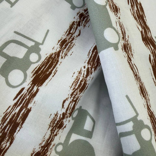 kids quilting cotton fabric with tractors and construction vehicles pattern – Sasha’s Atelier Canada