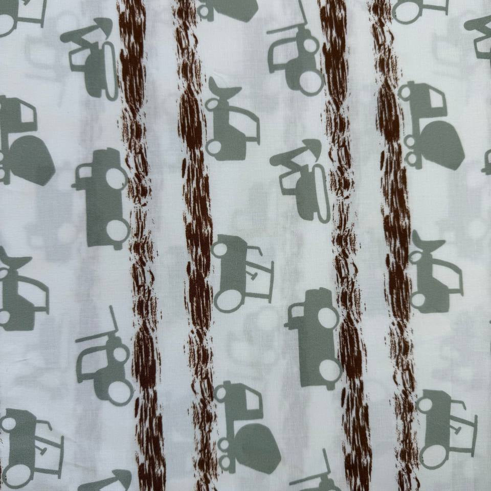 kids quilting cotton fabric with tractors and construction vehicles pattern – Sasha’s Atelier Canada