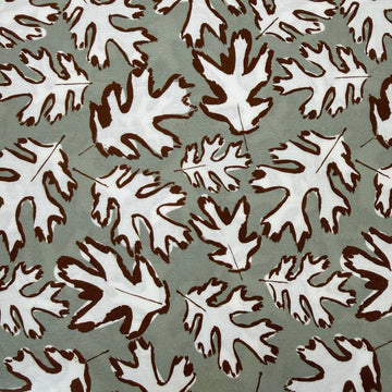 brown leaf print quilting cotton fabric on light blue background – Sasha’s Atelier Canada