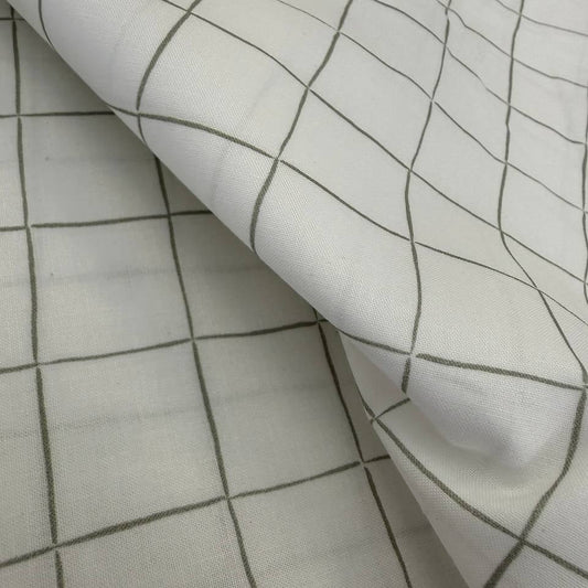soft cream quilting cotton fabric with gray grid windowpane pattern – Sasha’s Atelier Canada