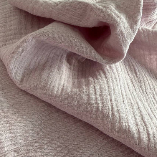 Soft and breathable double gauze fabric in elegant purple-grey shade.