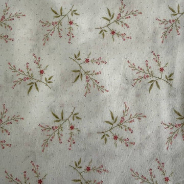 ivory quilting cotton fabric with delicate pink floral branches pattern – Sasha’s Atelier Canada