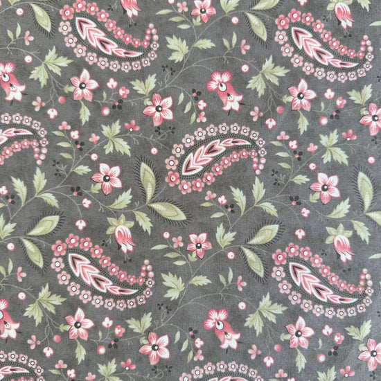slate quilting cotton fabric with paisley and small floral pattern – Sasha’s Atelier Canada