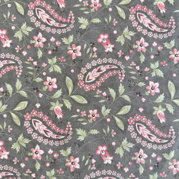 slate quilting cotton fabric with paisley and small floral pattern – Sasha’s Atelier Canada