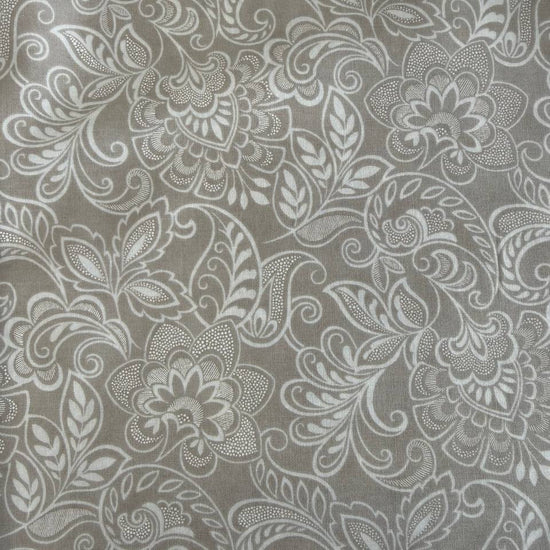 gray quilting cotton fabric with white floral ornamental pattern – Sasha’s Atelier Canada