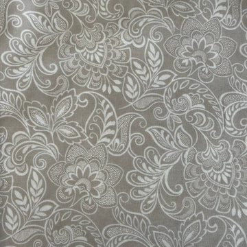 gray quilting cotton fabric with white floral ornamental pattern – Sasha’s Atelier Canada