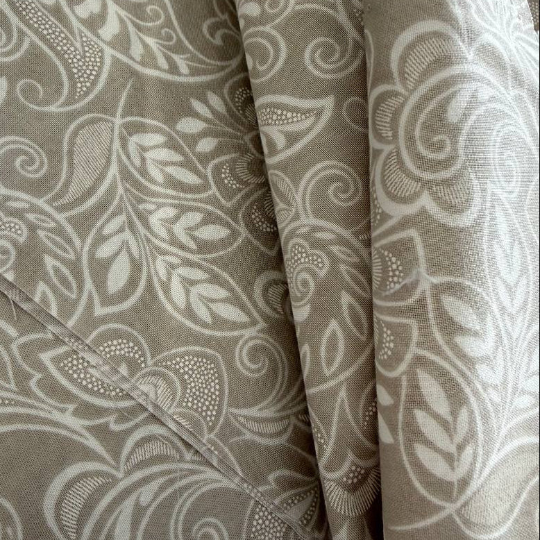 gray quilting cotton fabric with white floral ornamental pattern – Sasha’s Atelier Canada
