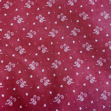 red quilting cotton fabric with small white decorative floral pattern – Sasha’s Atelier Canada