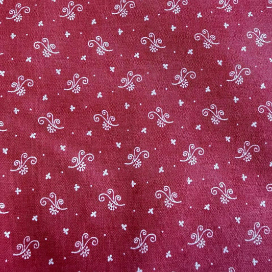 red quilting cotton fabric with small white decorative floral pattern – Sasha’s Atelier Canada