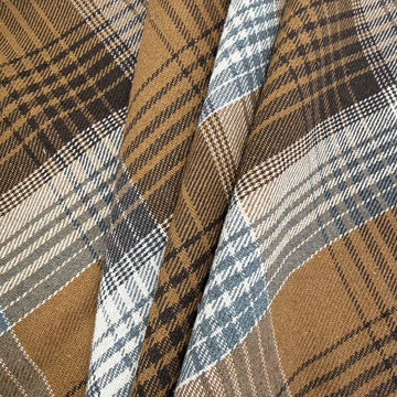 Double-Sided Fabric, Yarn Dyed Plaid, Plaid Fabric, Brown Plaid, Black and White Plaid, Cotton Polyester Blend, Check Fabric, Apparel Fabric, Sewing Fabric, Fall Fabric, Shirt Fabric, Skirt Fabric