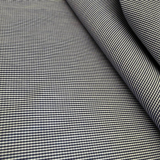 Classic striped shirting fabric in a timeless blue and white pattern.