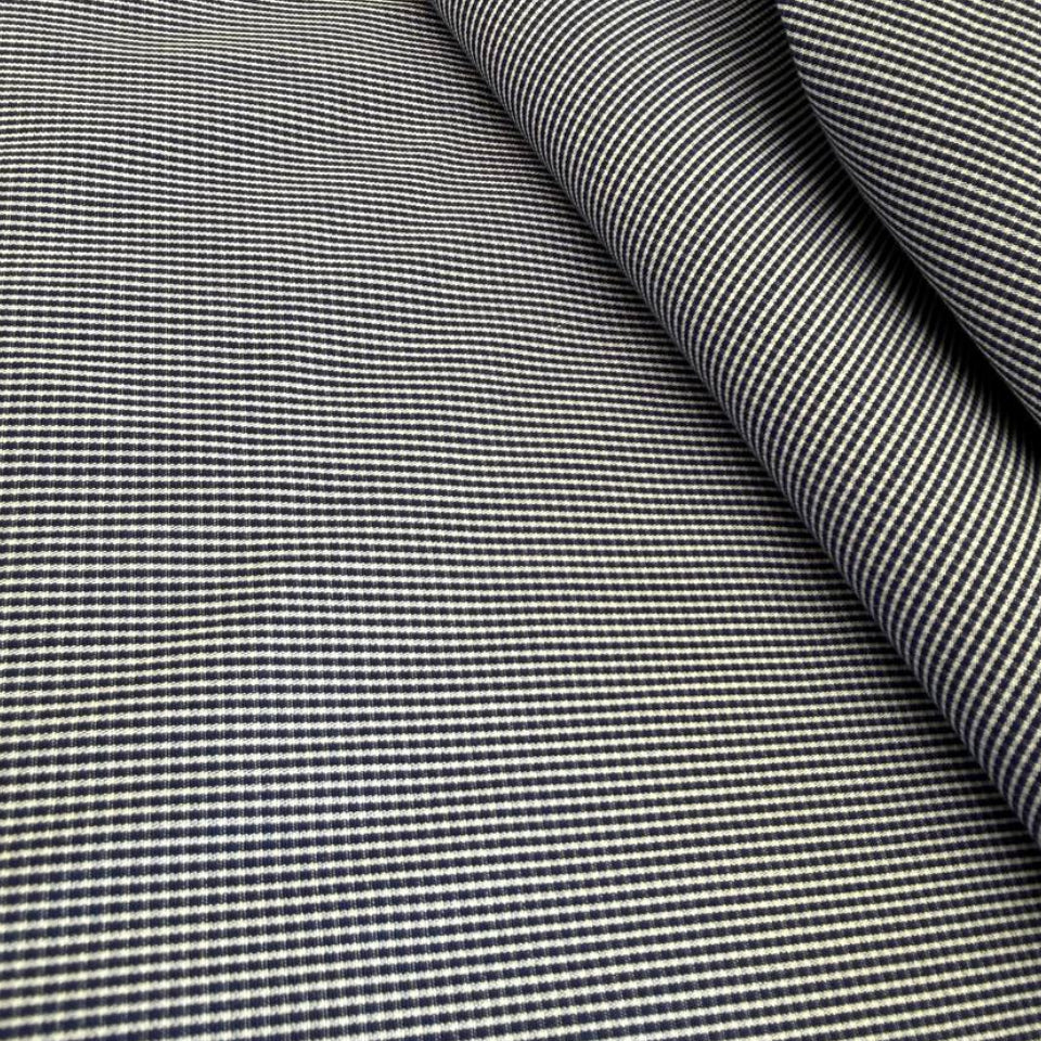 Classic striped shirting fabric in a timeless blue and white pattern.