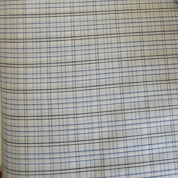 Lightweight shirting fabric in a refined blue micro check pattern.